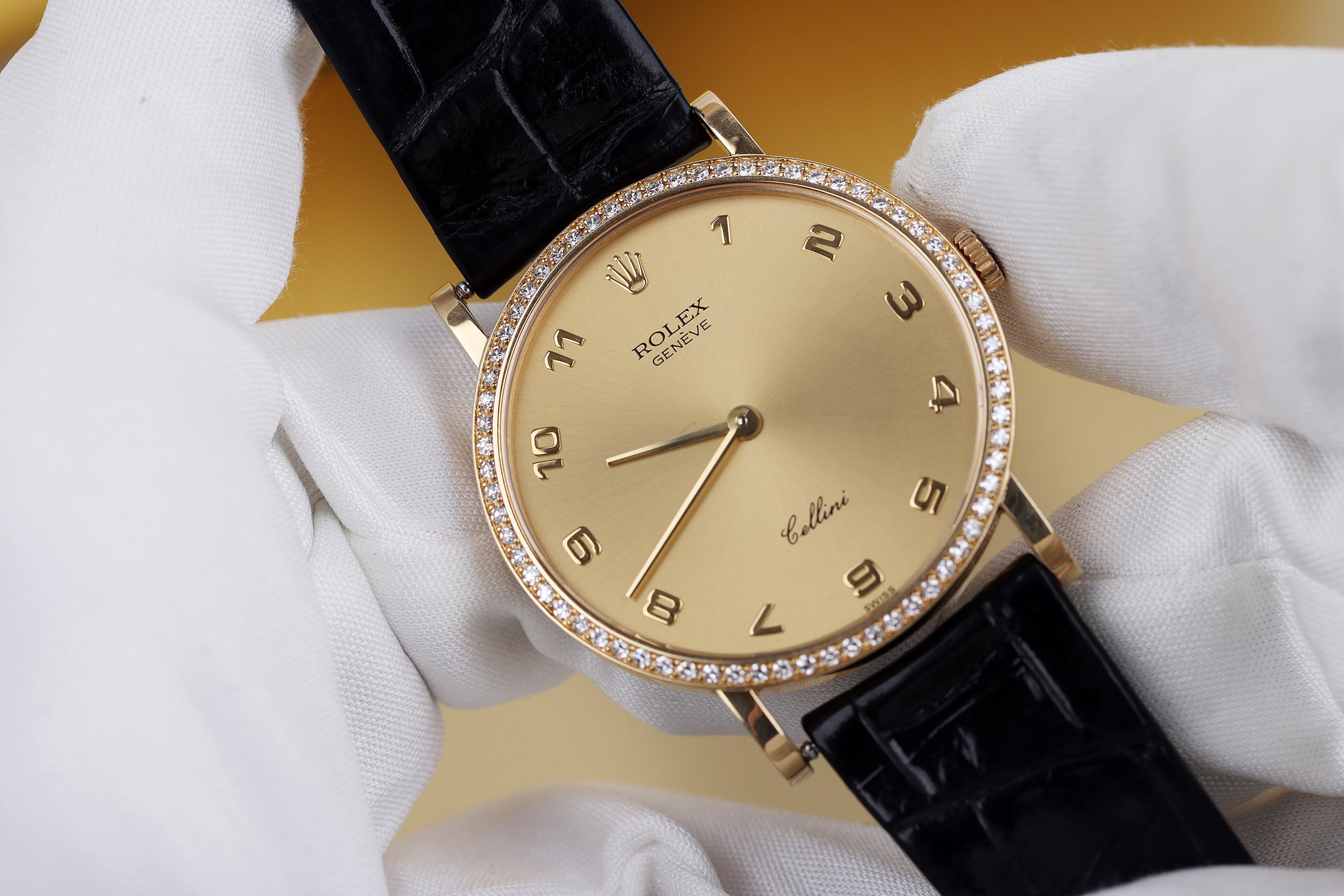 Rolex Cellini | REF. 5114 | Diamond Bezel | Manual Wind | 18k Yellow Gold | 32.5mm | 1995