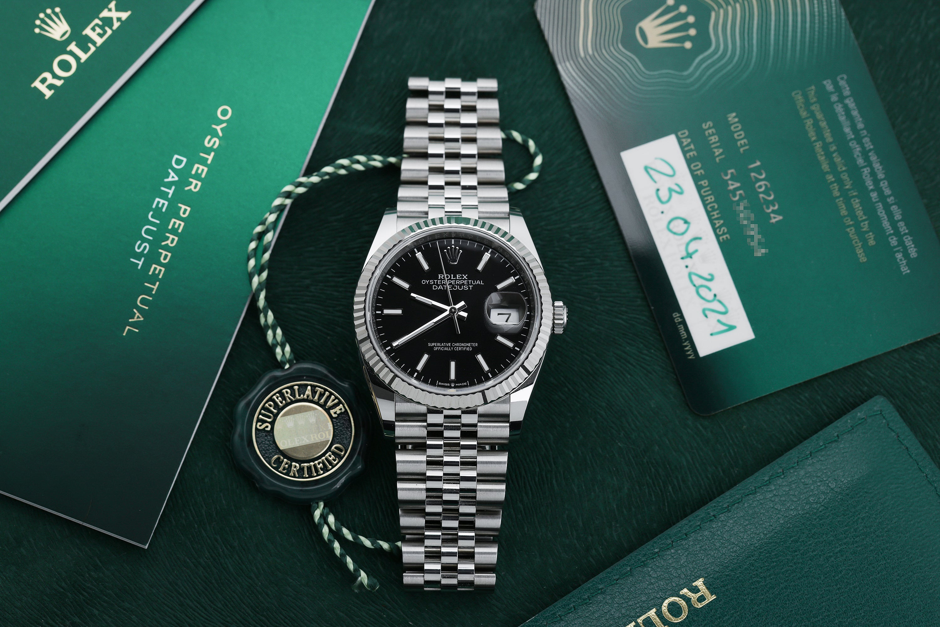 Unworn Rolex DateJust | REF. 126234 | Stainless Steel & 18k White Gold | Black Dial | Box & Papers | 2021