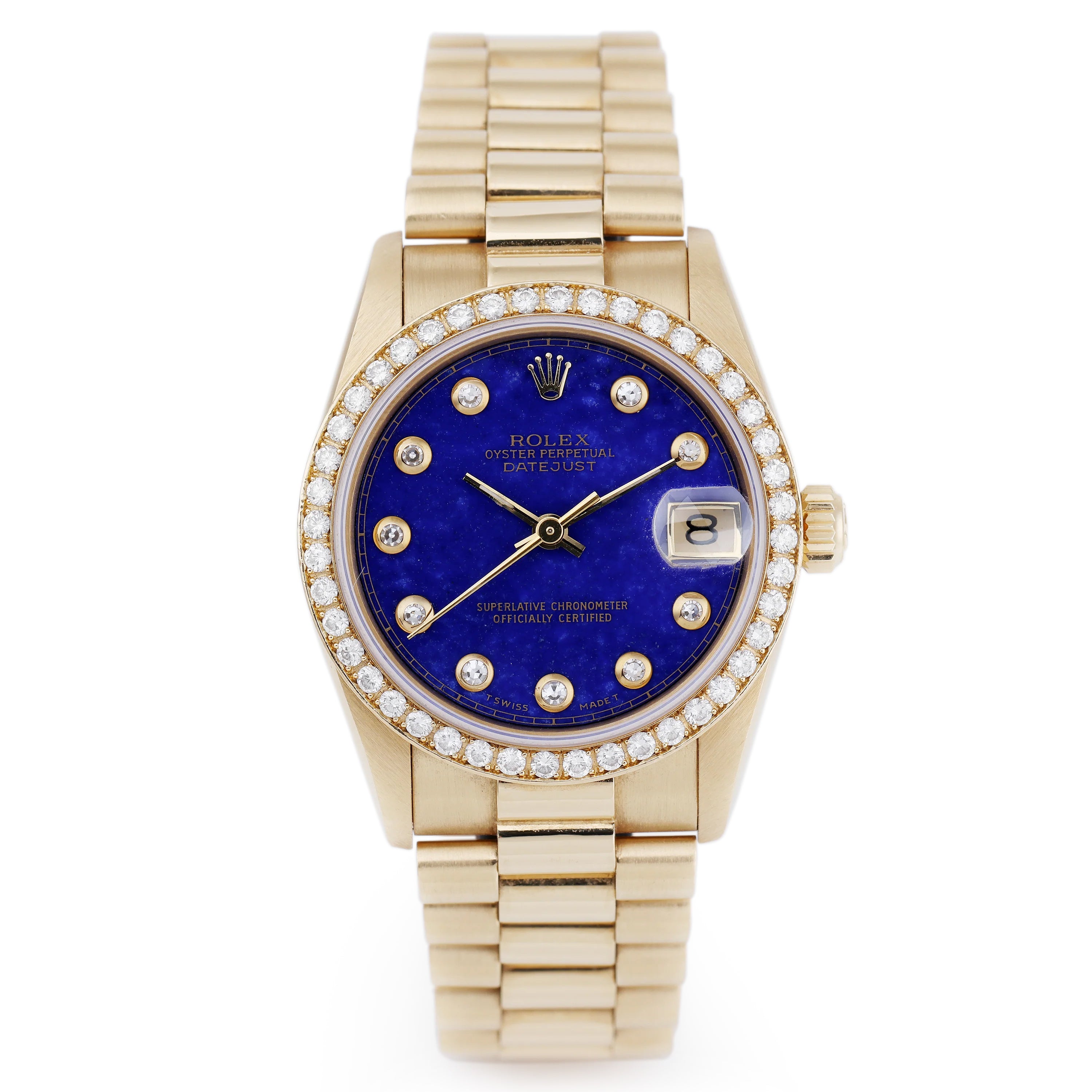 Rare Rolex DateJust Midsize | REF. 68288 | Lapis Lazuli Diamond Dial | 18k Yellow Gold | 1991