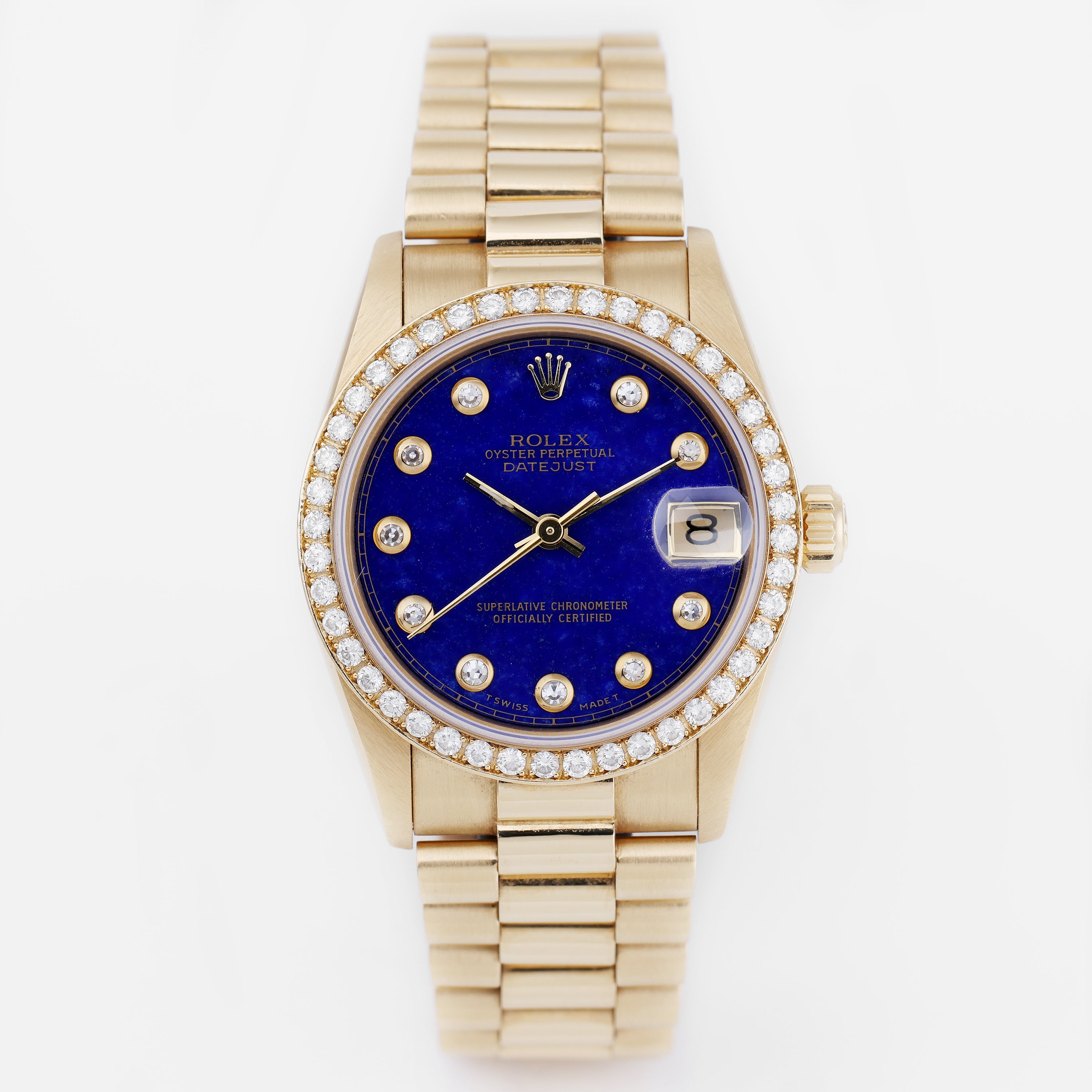 Rare Rolex DateJust Midsize | REF. 68288 | Lapis Lazuli Diamond Dial | 18k Yellow Gold | 1991