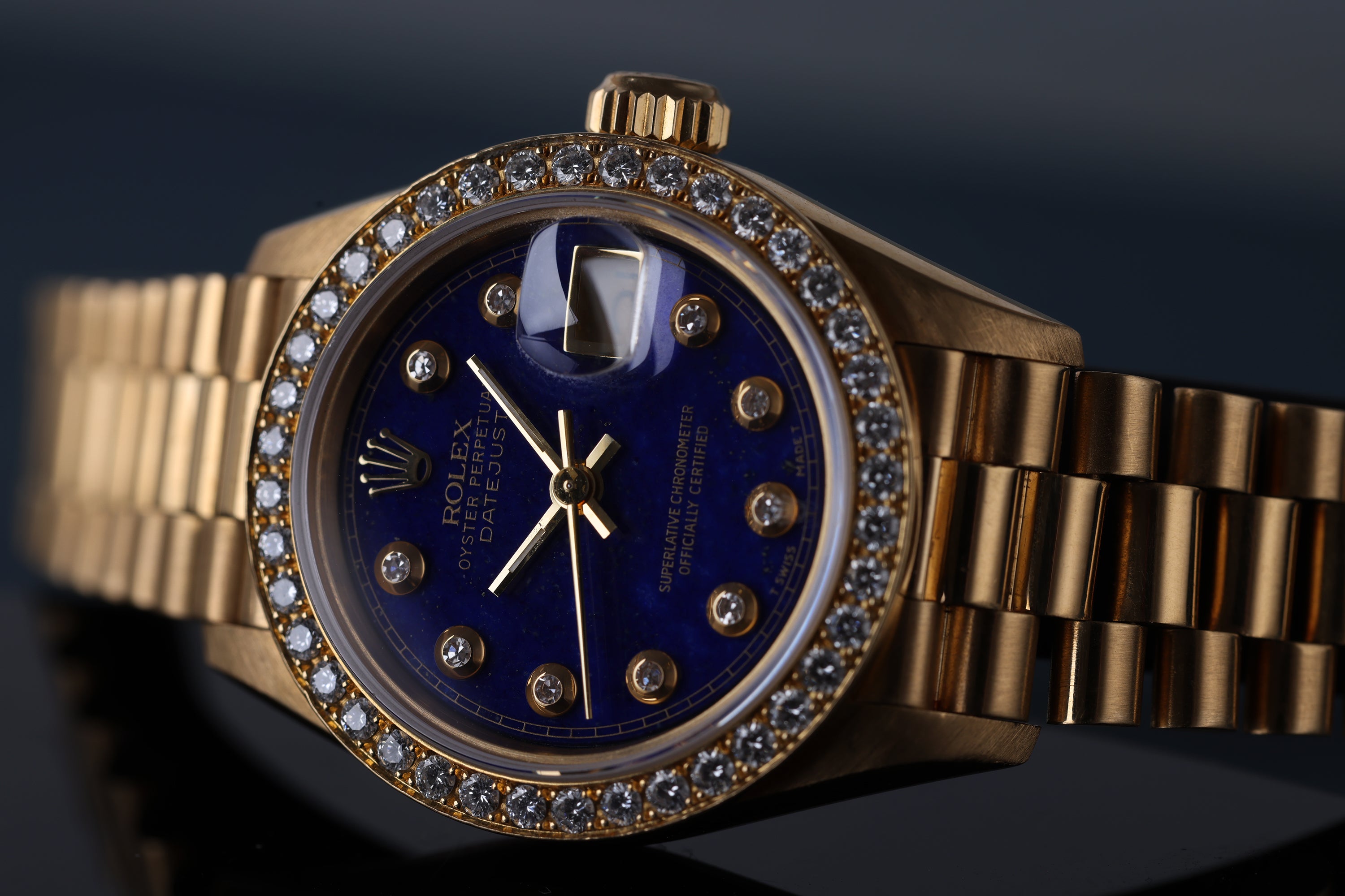 Rare Rolex Lady DateJust | REF. 69138 | Lapis Lazuli Diamond Dial | 26mm | 18k Yellow Gold | 1991
