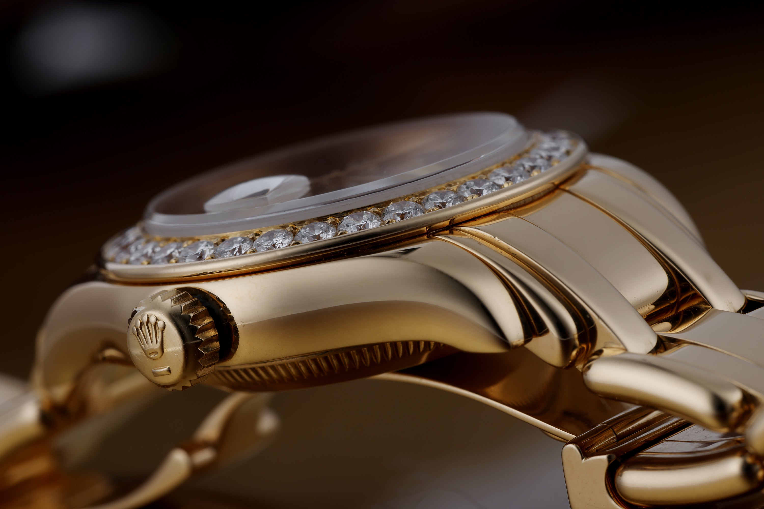 Rolex Pearlmaster | REF. 69298 | Gold Dial | Diamond Bezel & Dial | 18k Yellow Gold | 29mm | Box & Papers | 1997