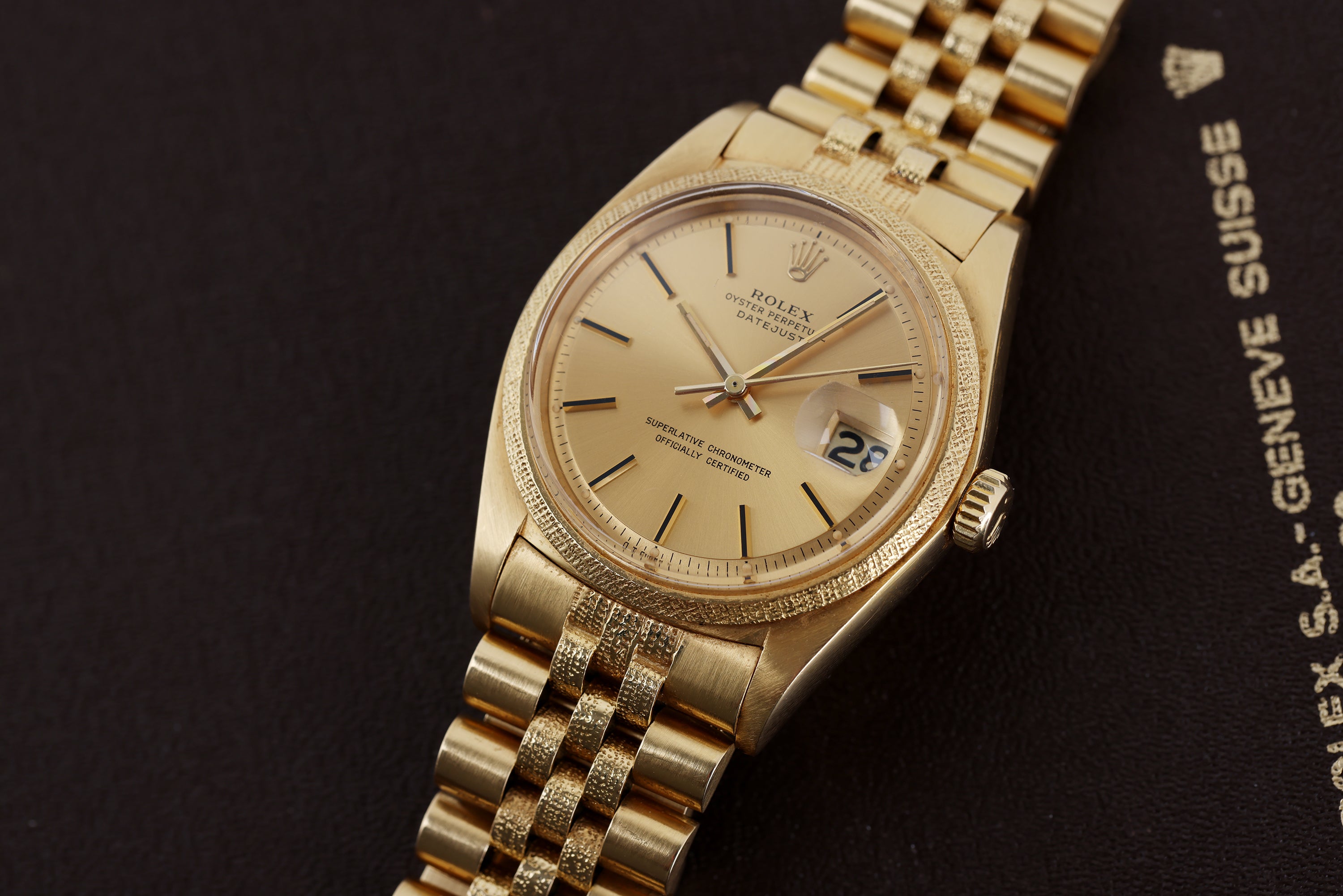 Rare Rolex DateJust Morellis Finish | REF. 1611 | Gold Dial | 18k Yellow Gold | 1977