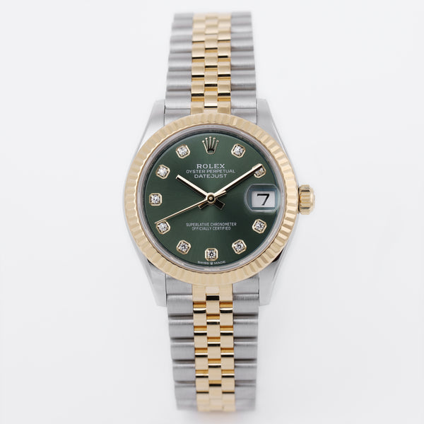 Rolex DateJust 31mm | REF. 278273 | Stainless Steel & 18k Yellow Gold | Olive Diamond Dial | Box & Papers