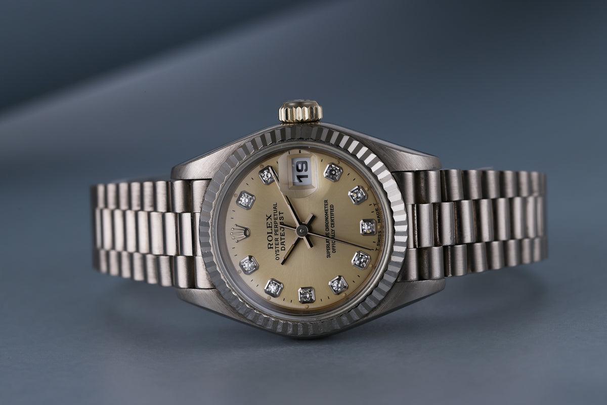 Rolex Lady DateJust | REF. 69179 | Silver Diamond Dial | 18k White Gol