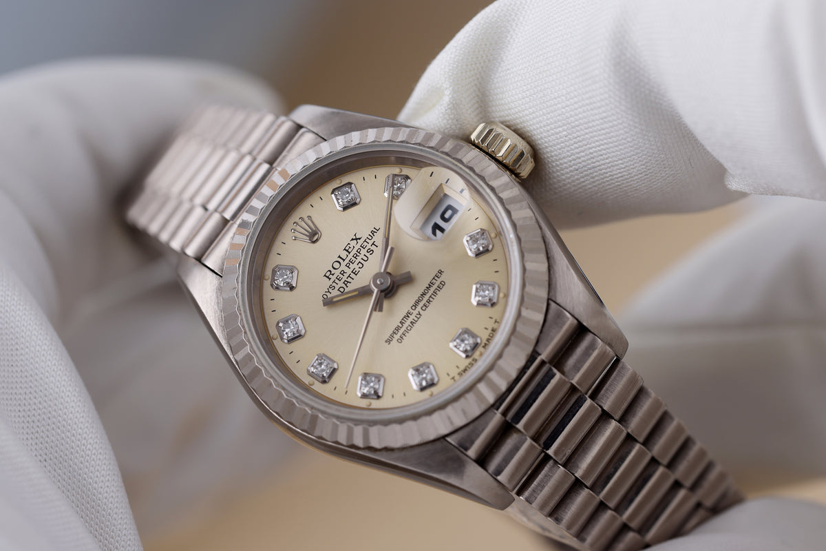 Rolex Lady DateJust | REF. 69179 | Silver Diamond Dial | 18k White Gol