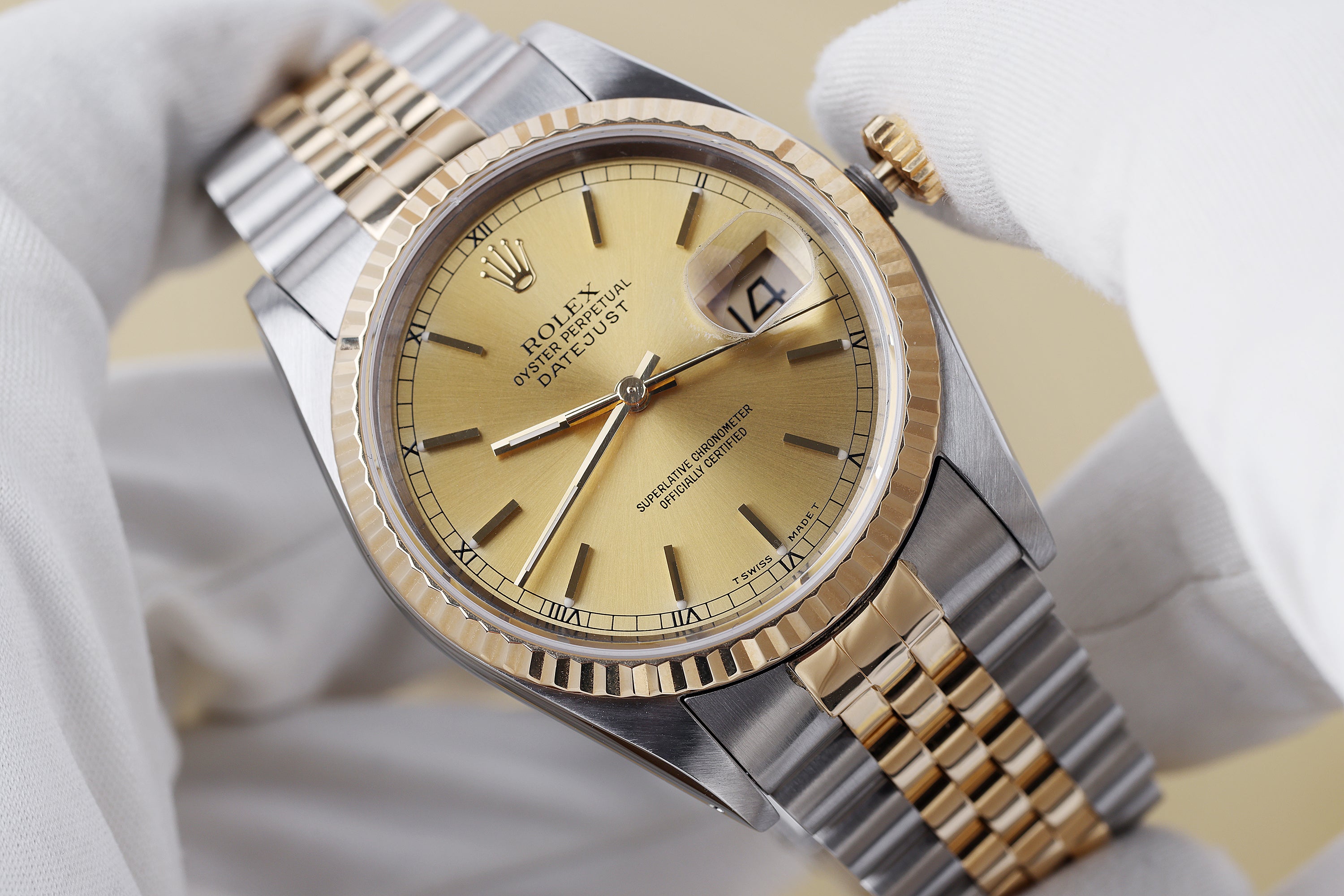Rolex DateJust 36 | REF. 16233 | Stainless Steel & 18k Yellow Gold | Gold Dial | 1991