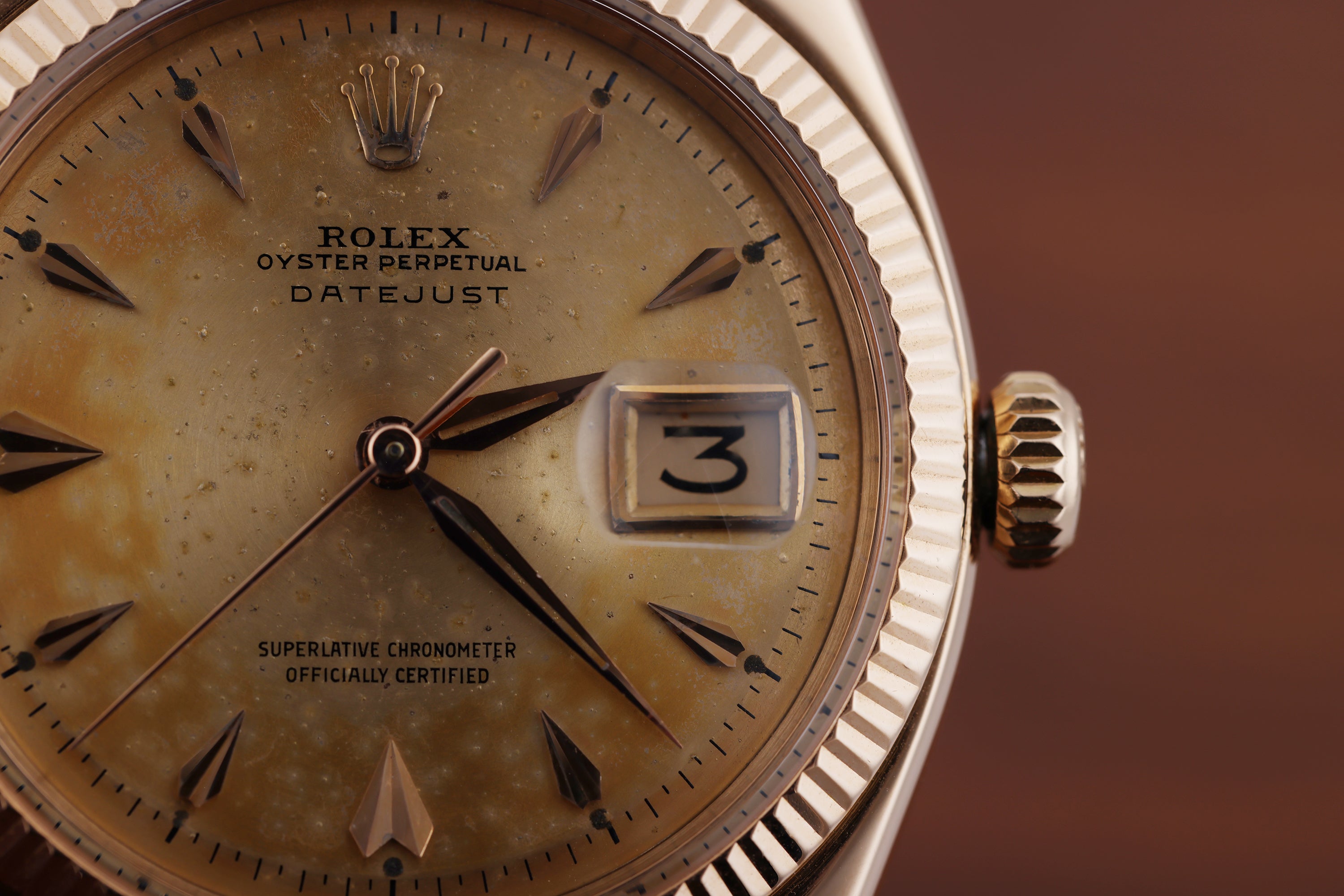 Rolex DateJust | REF. 6605 | Gold Dial | 36mm | 18k Rose Gold | 1959