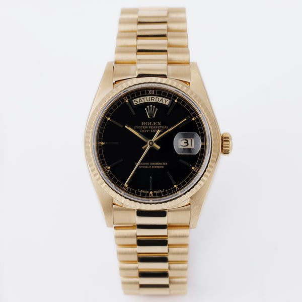 Rolex Day-Date | REF. 18038 | Black Dial | 18k Yellow Gold | 1981