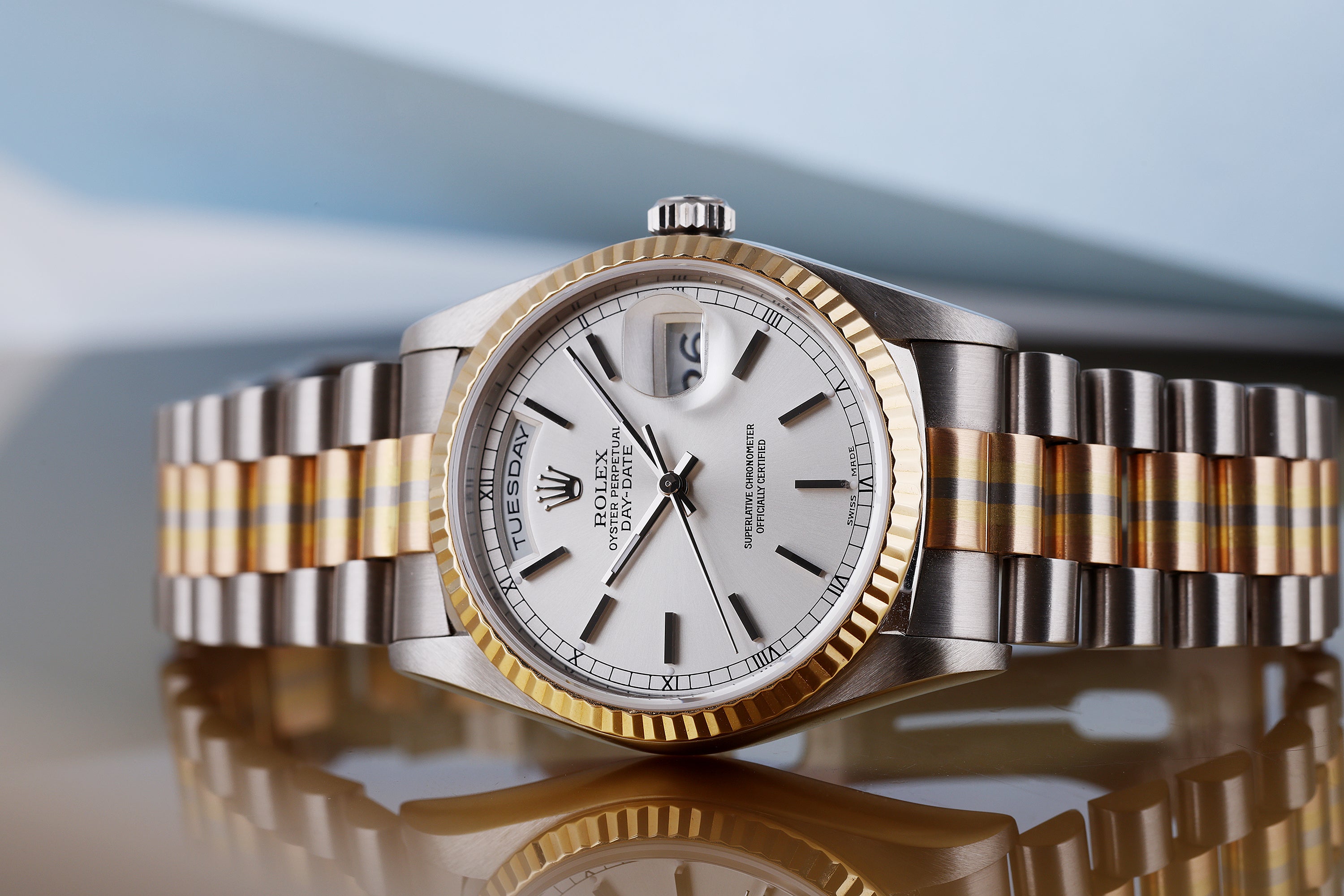 Rolex Day-Date Tridor | REF. 18239B | Silver Dial | 18k Three Colour Gold | 1995