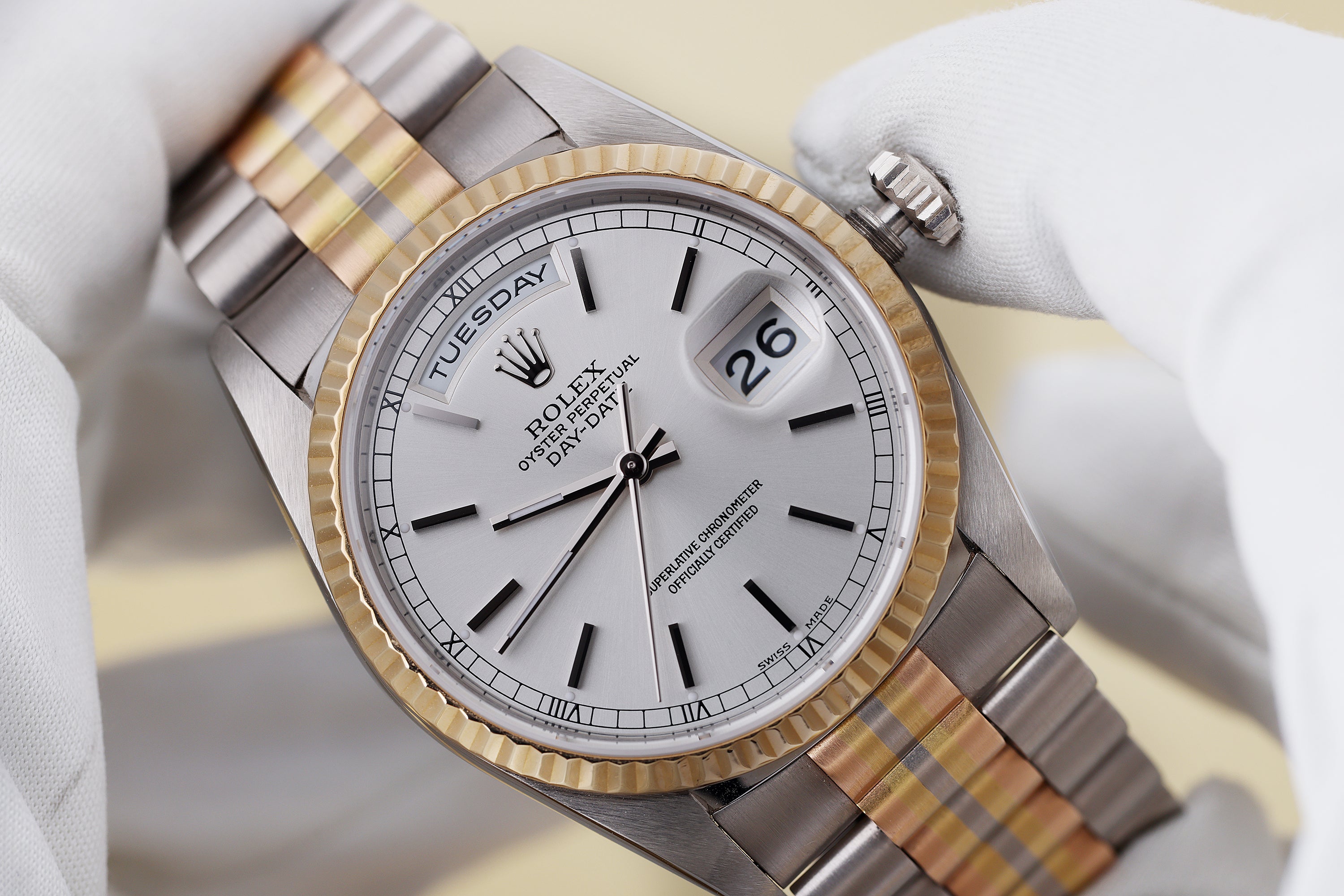 Rolex Day-Date Tridor | REF. 18239B | Silver Dial | 18k Three Colour Gold | 1995