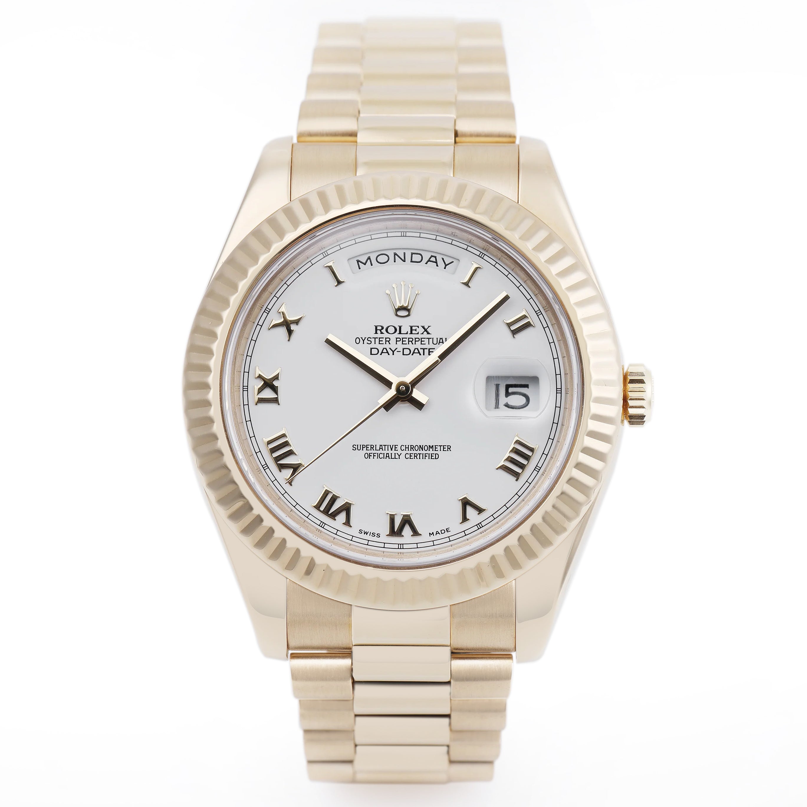 Rolex Day-Date II | REF. 218238 | White Dial & Roman Numerals | Box & Papers | 18k Yellow Gold