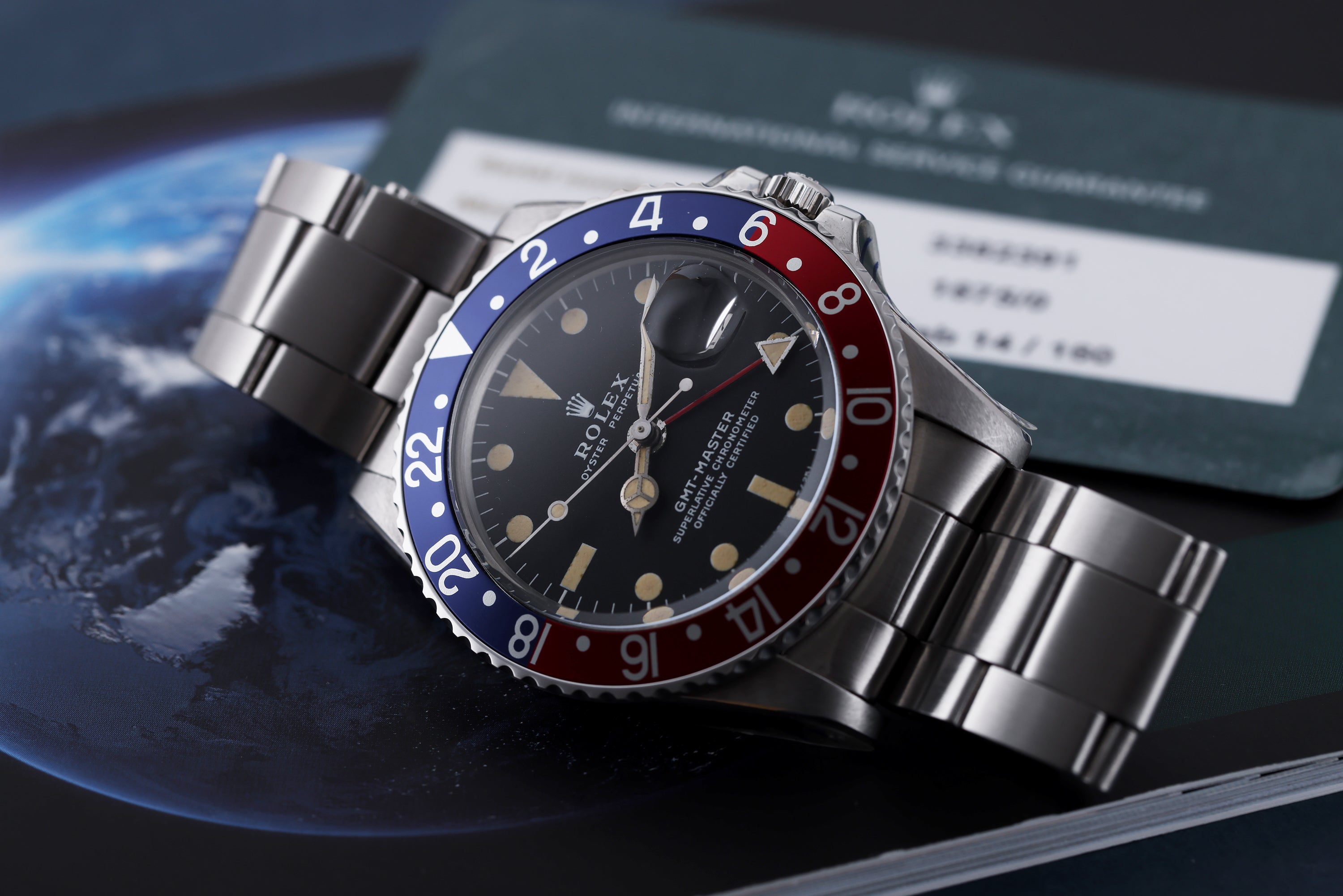 Rolex GMT-Master "Pepsi" | REF. 1675/0 | Black Matte Dial | 1972 | Stainless Steel | Rolex Service Papers 2014