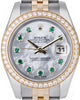 Rolex Lady DateJust | REF. 179383 | Emerald & Mother of Pearl Dial | Diamond Bezel | 26mm | Steel & 18k Yellow Gold | Box & Papers | 2018