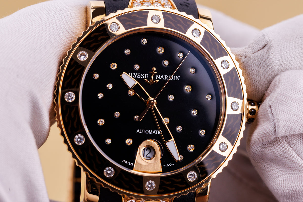 Ulysse Nardin Lady Diver Starry Night | REF. 8106-101 | 18k Yellow Gold | Black Diamond Dial, Bezel & Shoulders | 40.5mm | Papers | 2009
