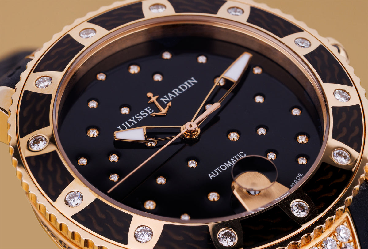 Ulysse Nardin Lady Diver Starry Night | REF. 8106-101 | 18k Yellow Gold | Black Diamond Dial, Bezel & Shoulders | 40.5mm | Papers | 2009