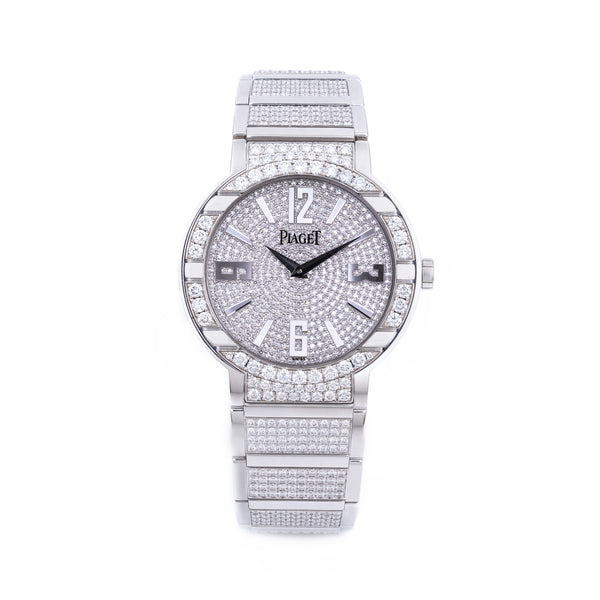 Piaget Polo Large GOA26026 18k White Gold Pave Dial & Bracelet