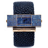 De Grisogono 'Lipstick' | Rectangular Cuff Watch | Blue Sapphire Dial & Case | 18k Rose Gold