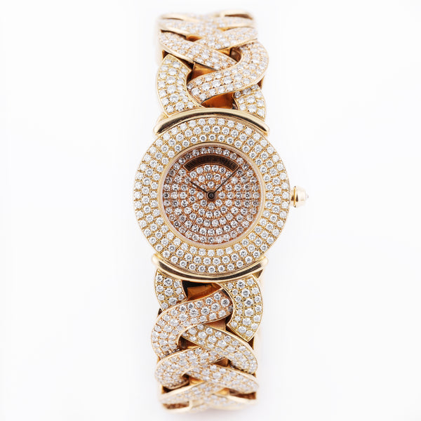 Van Cleef & Arpels Ladies Wristwatch | 18k Rose Gold | Full Pave Diamond Set | Circa 1990's