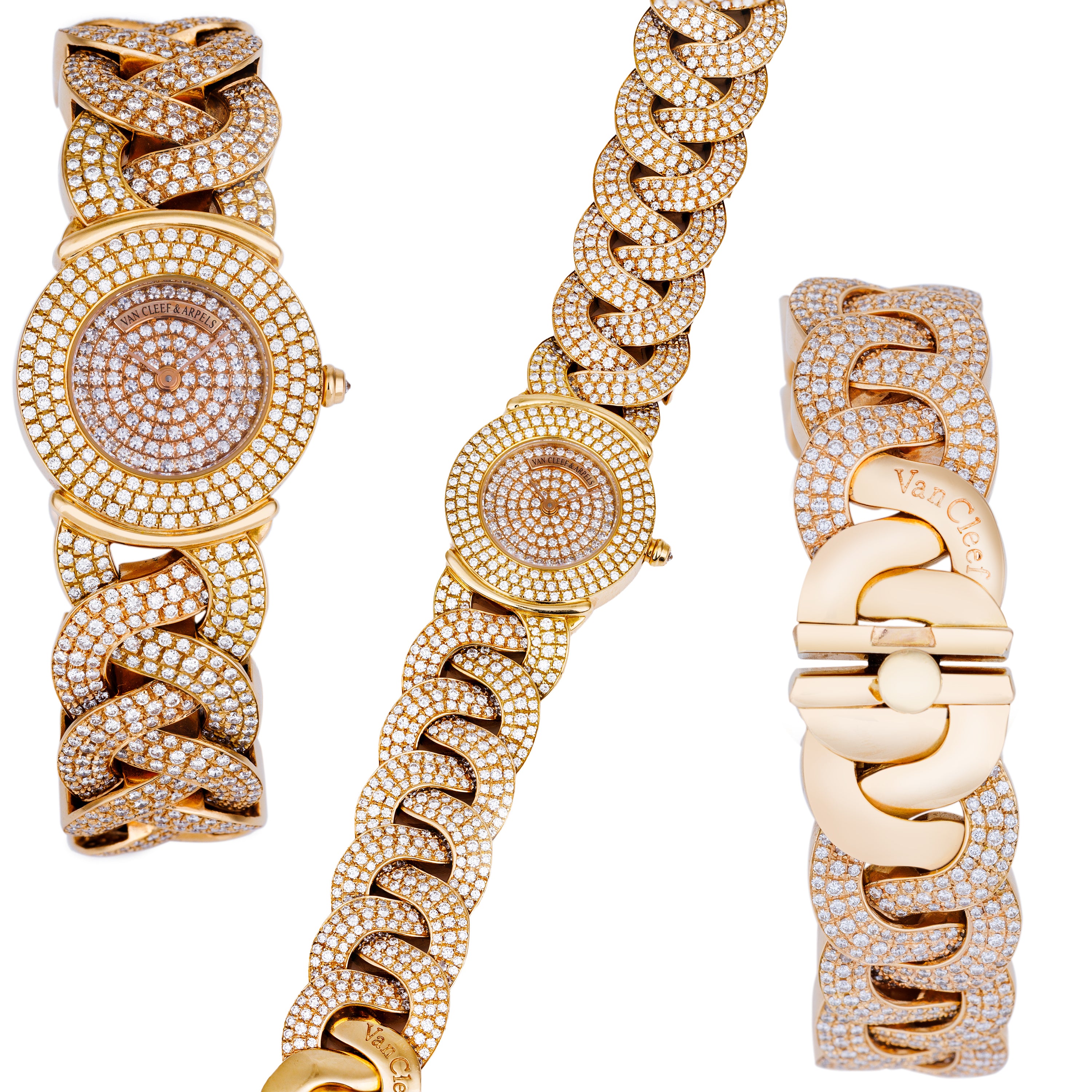 Van Cleef & Arpels Ladies Wristwatch | 18k Rose Gold | Full Pave Diamond Set | Circa 1990's