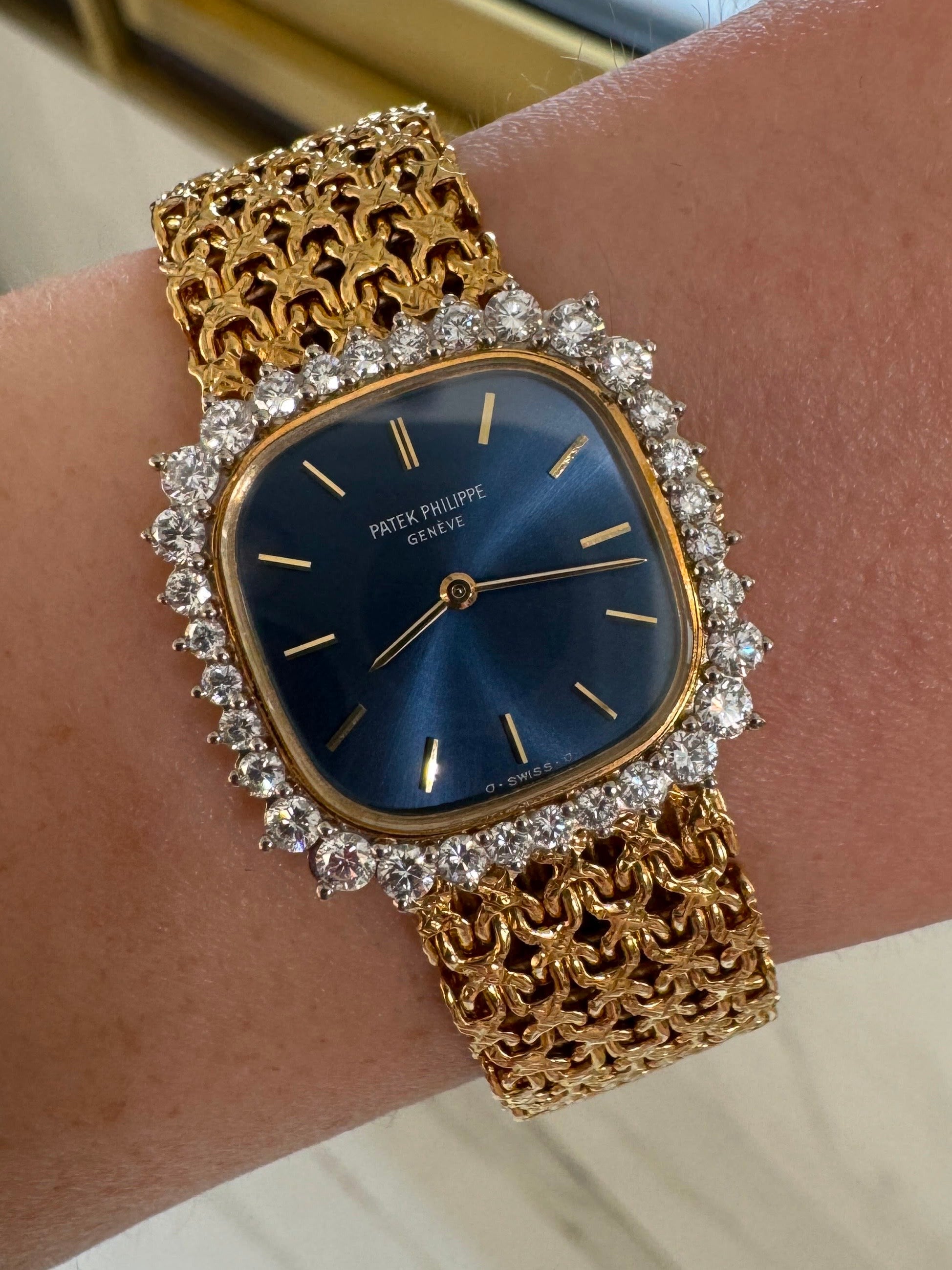 Patek Philippe Lady Ellipse | REF. 4181/2 | Blue Dial | 18k Yellow & White Gold | Diamond Bezel | 1970s-1980s | Patek Archives