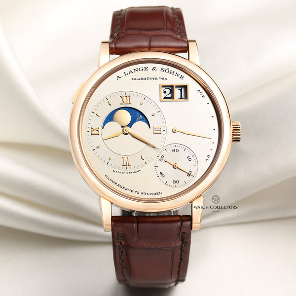 A Lange & Sohne 139.032 Grand Lange 1 Moonphase 18K Rose Gold Second Hand Watch Collectors 1