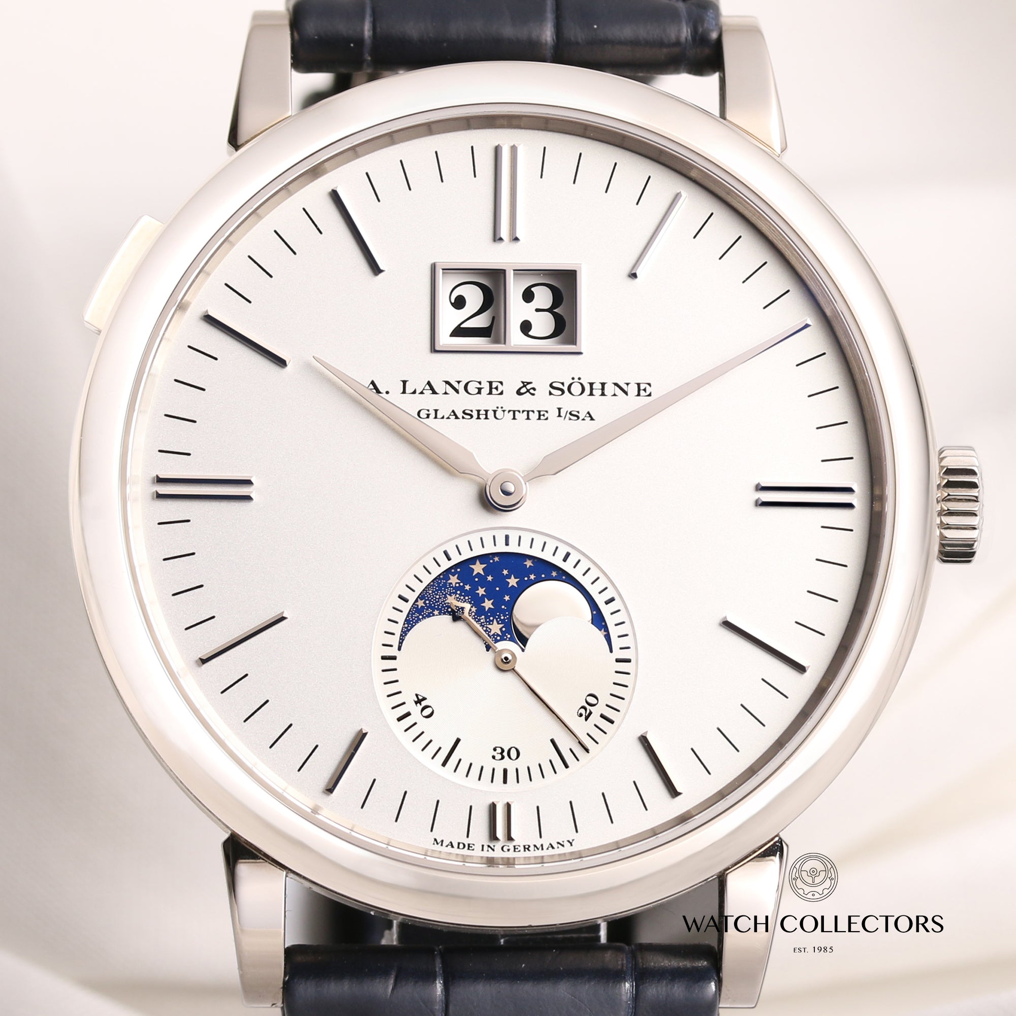 A. Lange Sohne Saxonia Moonphase 384.026 18K White Gold