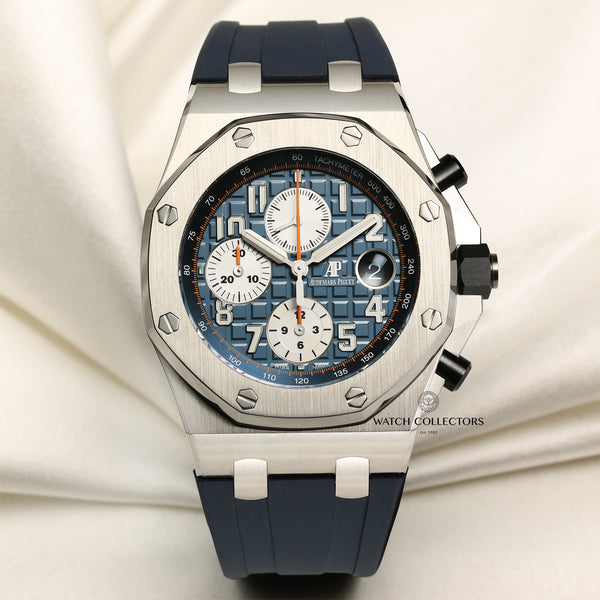 Audemars Piguet Royal Oak Offshore Chronograph Stainless Steel Blue Second Hand Watch Collectors 1