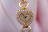Unworn Rare Chopard Happy Diamonds | REF. 535 1 | Unique Heart Shaped Bracelet with Floating Diamonds, Pave Diamond Dial & Bezel | 18k Yellow Gold