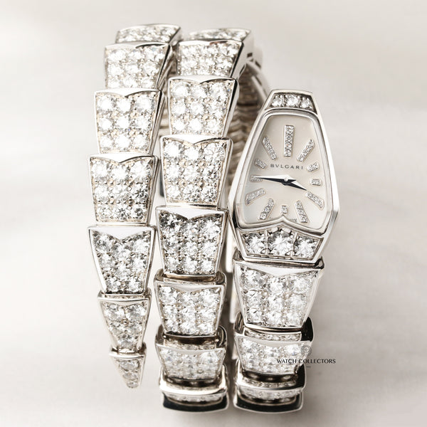 Bvlgari Serpenti 18K White Gold Diamond Second Hand Watch Collectors 5