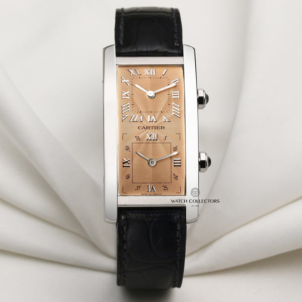Cartier 18K White Gold Dual Time Second Hand Watch Collectors 1