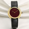 Cartier-18K-Yellow-Gold-Burgundy-Stone-Dial-Second-Hand-Watch-Collectors-1