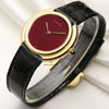 Cartier 18K Yellow Gold Burgundy Stone Dial Second Hand Watch Collectors 3
