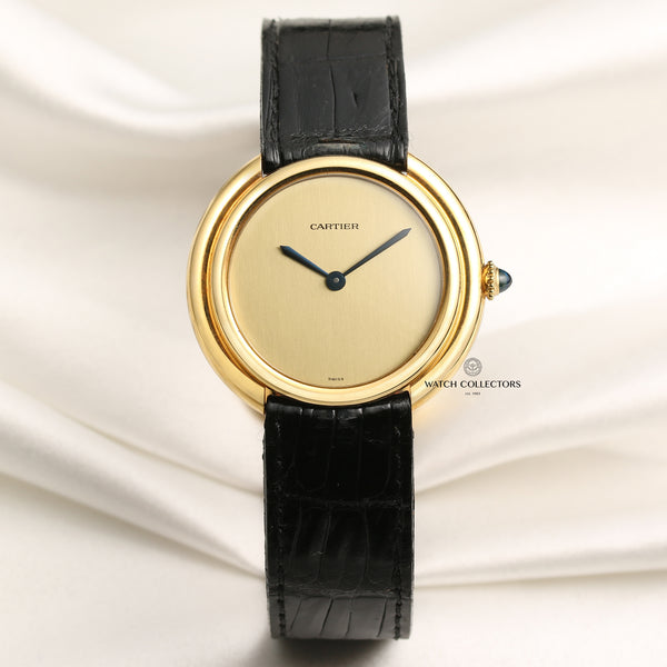 Cartier 18K Yellow Gold Champagne Dial Second Hand Watch Collectors 1