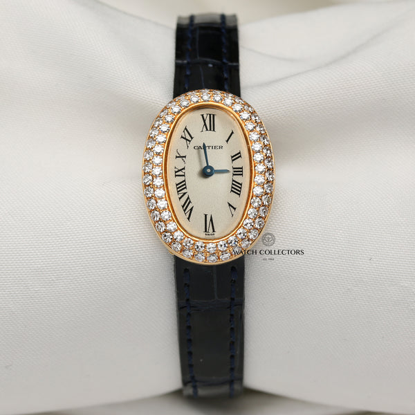 Cartier 18K Yellow Gold Diamond Bezel Second Hand Watch Collectors 1