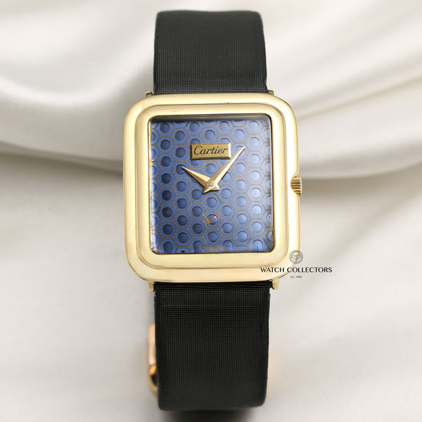 Cartier 18K Yellow Gold Honeycomb Second Hand Watch Collectors 1