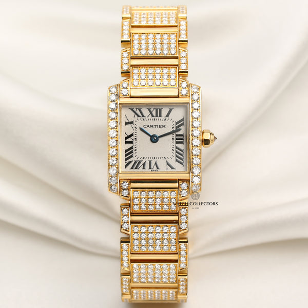 Cartier Ladies Tank Francaise 18K Yellow Gold Diamond Bezel Bracelet Second Hand Watch Collectors 1