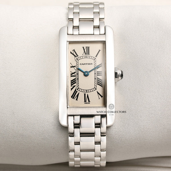 Cartier Lady Tank Americaine 18K White Gold Second Hand Watch Collectors 1