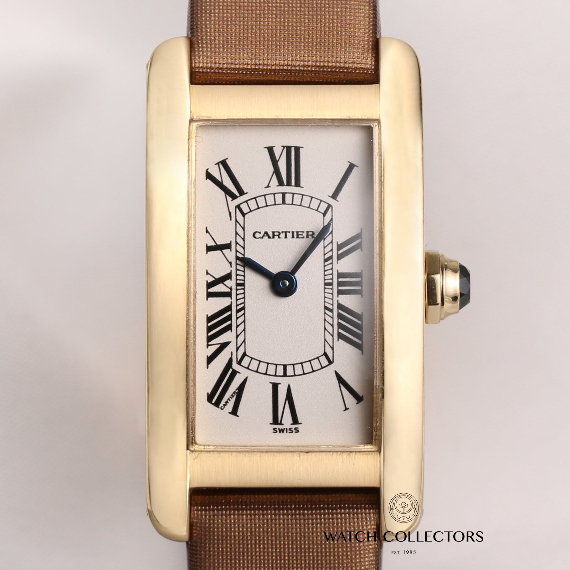 Cartier Lady Tank Americaine 18K Yellow Gold Satin Strap