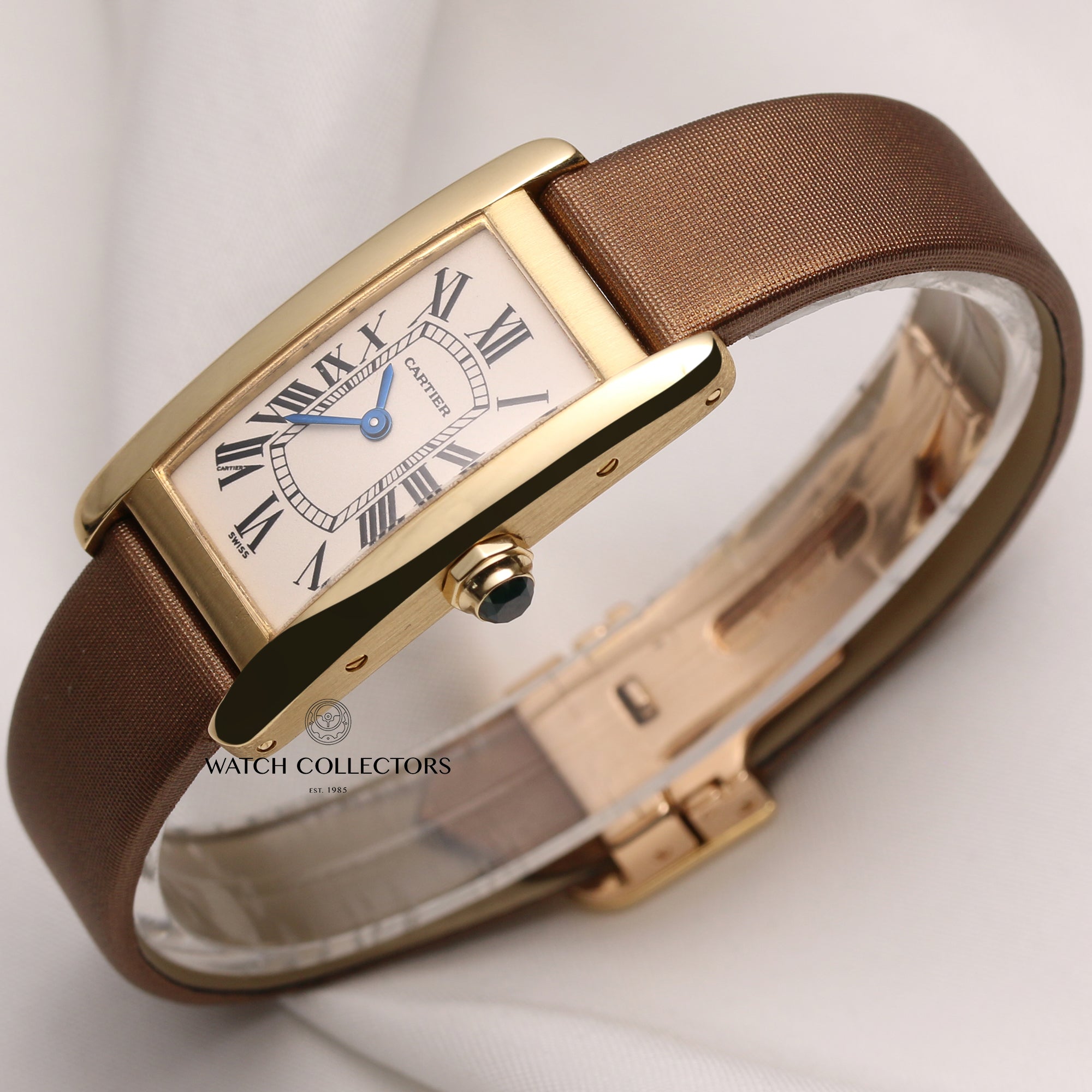 Cartier-Lady-Tank-Americaine-18K-Yellow-Gold-Satin-Strap-Second-Hand-Watch-Collectors-3-2