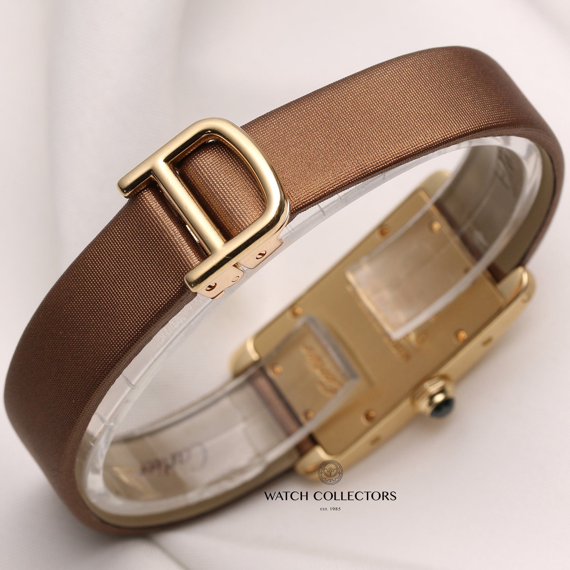 Cartier-Lady-Tank-Americaine-18K-Yellow-Gold-Satin-Strap-Second-Hand-Watch-Collectors-5-2