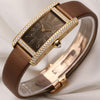 Cartier Lady Tank Americaine 2482 18K Yellow Gold Diamond Bezel Brown Satin Strap Second Hand Watch Collectors 3