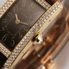 Cartier Lady Tank Americaine 2482 18K Yellow Gold Diamond Bezel Brown Satin Strap Second Hand Watch Collectors 5