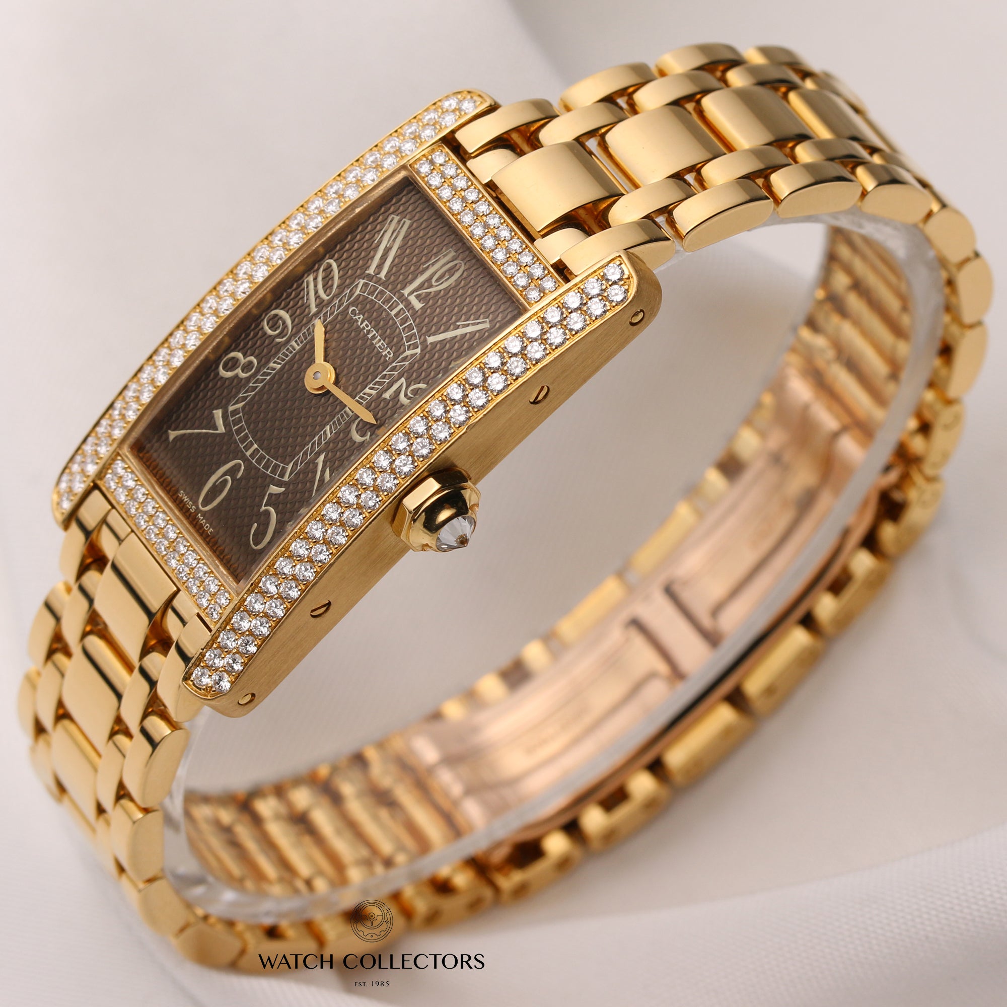 Cartier-Lady-Tank-Americaine-Diamond-Bezel-18K-Yellow-Gold-Second-Hand-Watch-Collectors-3