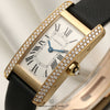 Cartier Lady Tank Americaine Double Row Diamond Bezel 18K Yellow Gold Second Hand Watch Collectors 4