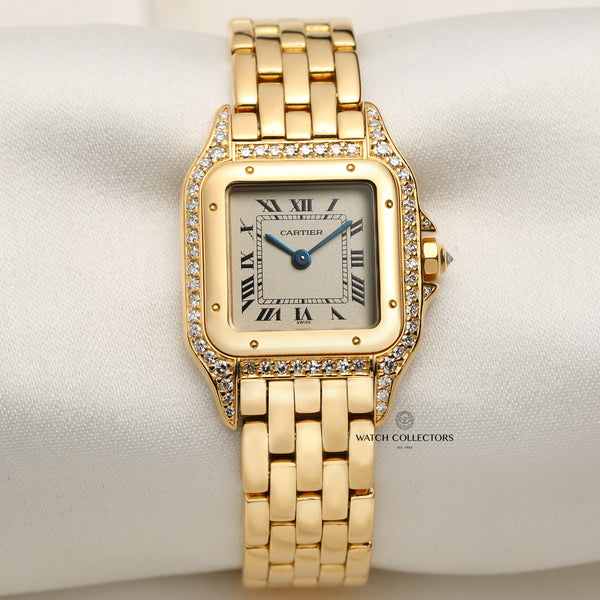 Cartier Panthere 18K Yellow Gold Diamond Second Hand Watch Collectors 1