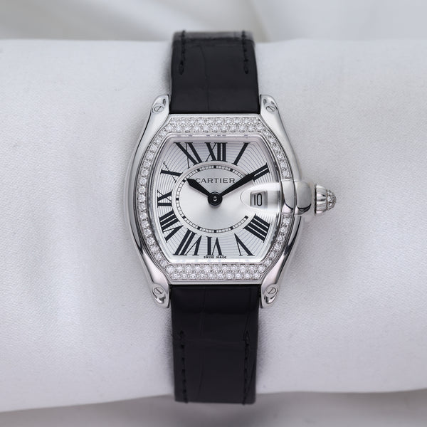 Cartier Roadster 18K White Gold DIamond Crown Second Hand watch Collectors 1