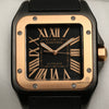 Cartier Santos 18K Rose Gold Black Second Hand Watch Collectors 2