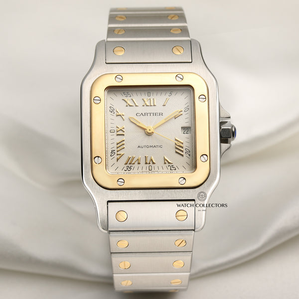 Cartier Santos Steel & Gold Champagne Dial Second Hand Watch Collectors 1