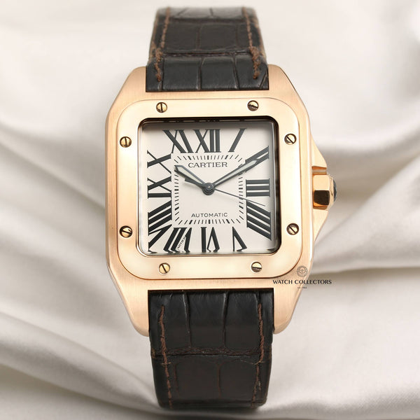 Cartier Santos XL 18K Rose Gold Second Hand Watch Collectors 1